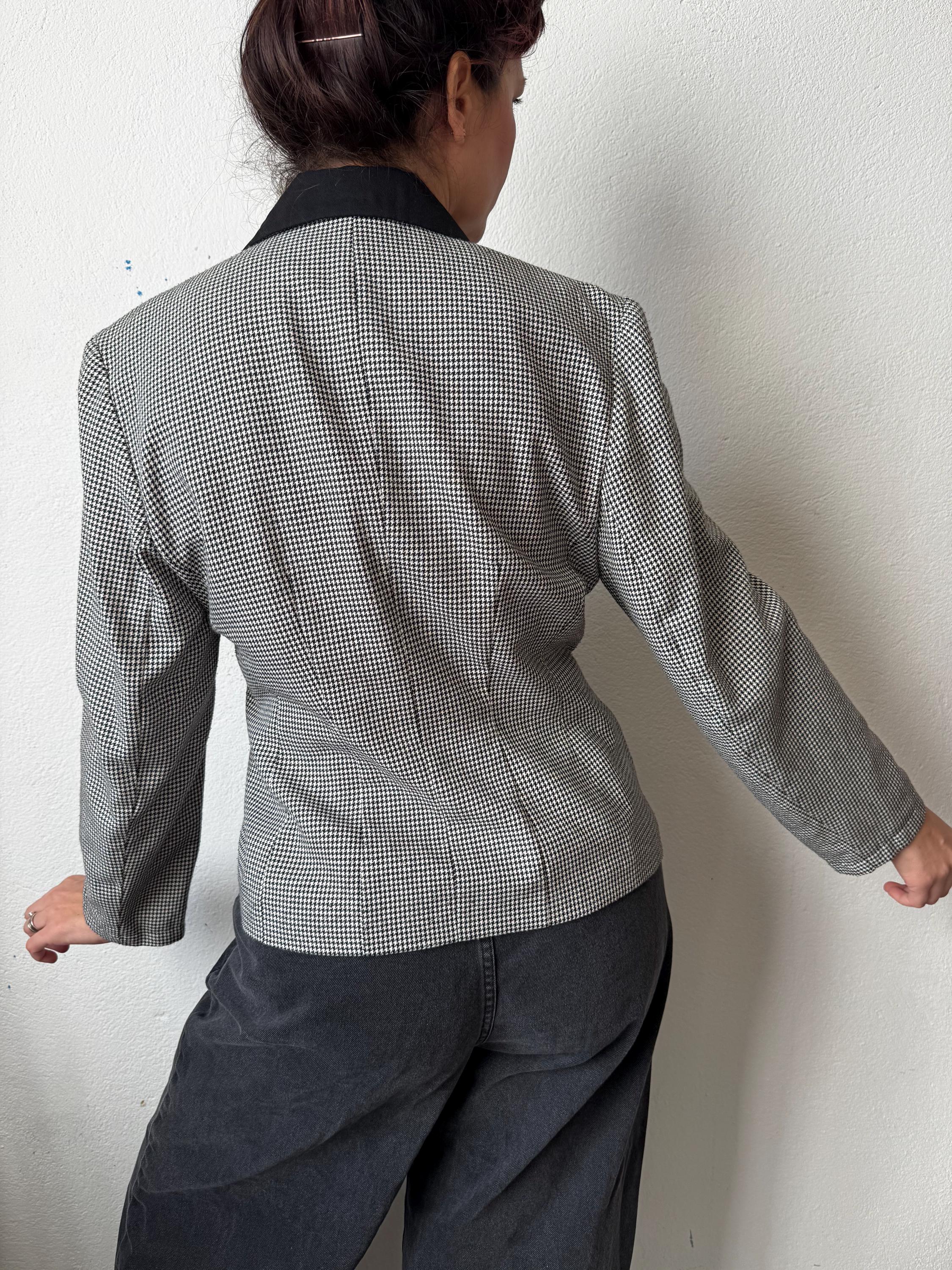 Vintage 80s/90s Houndstooth Dark Academia Blazer Jacket