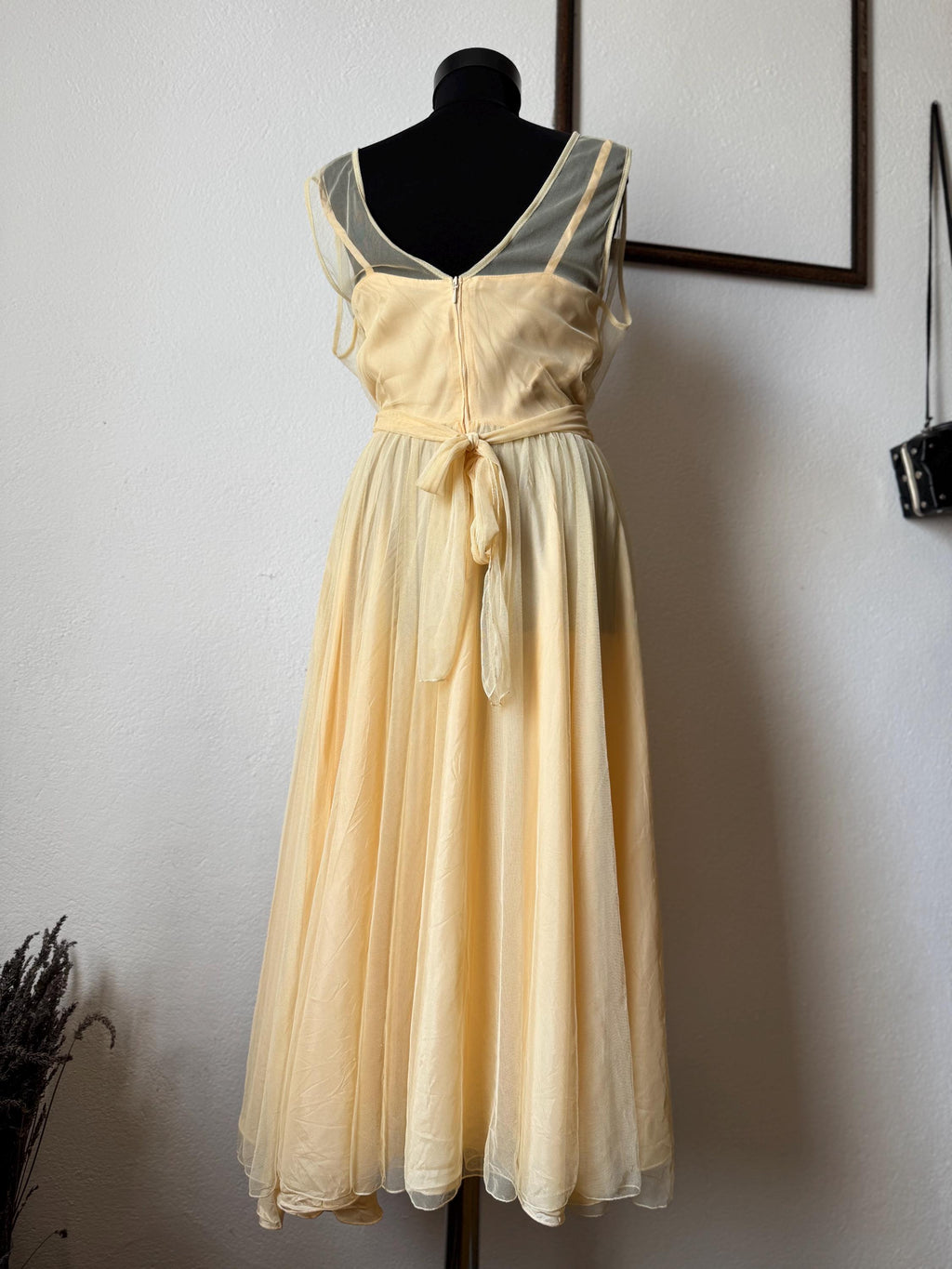 Authentic Vera Mont elegant dress with embroidered details. One of a kind upcycled piece