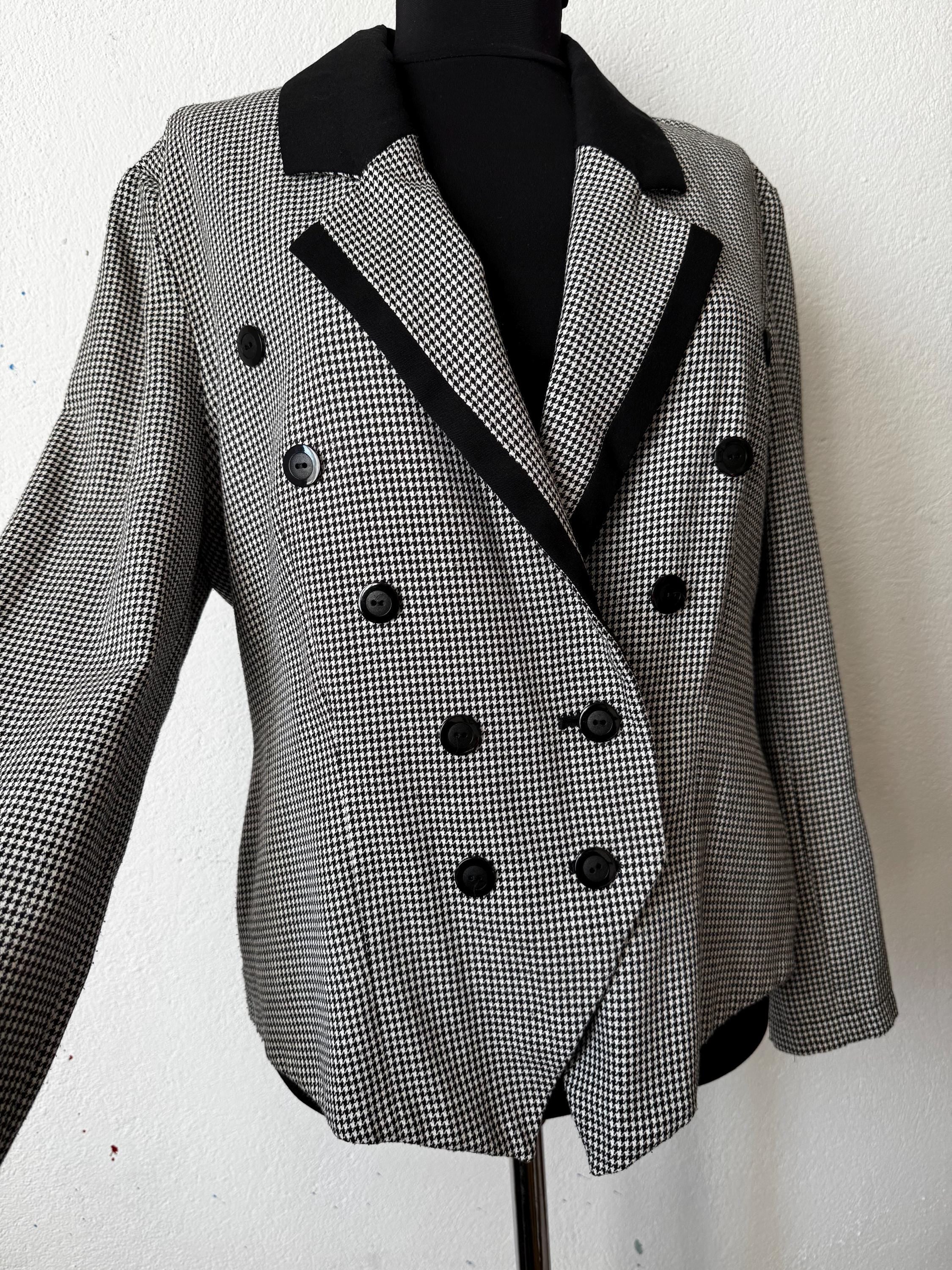 Vintage 80s/90s Houndstooth Dark Academia Blazer Jacket