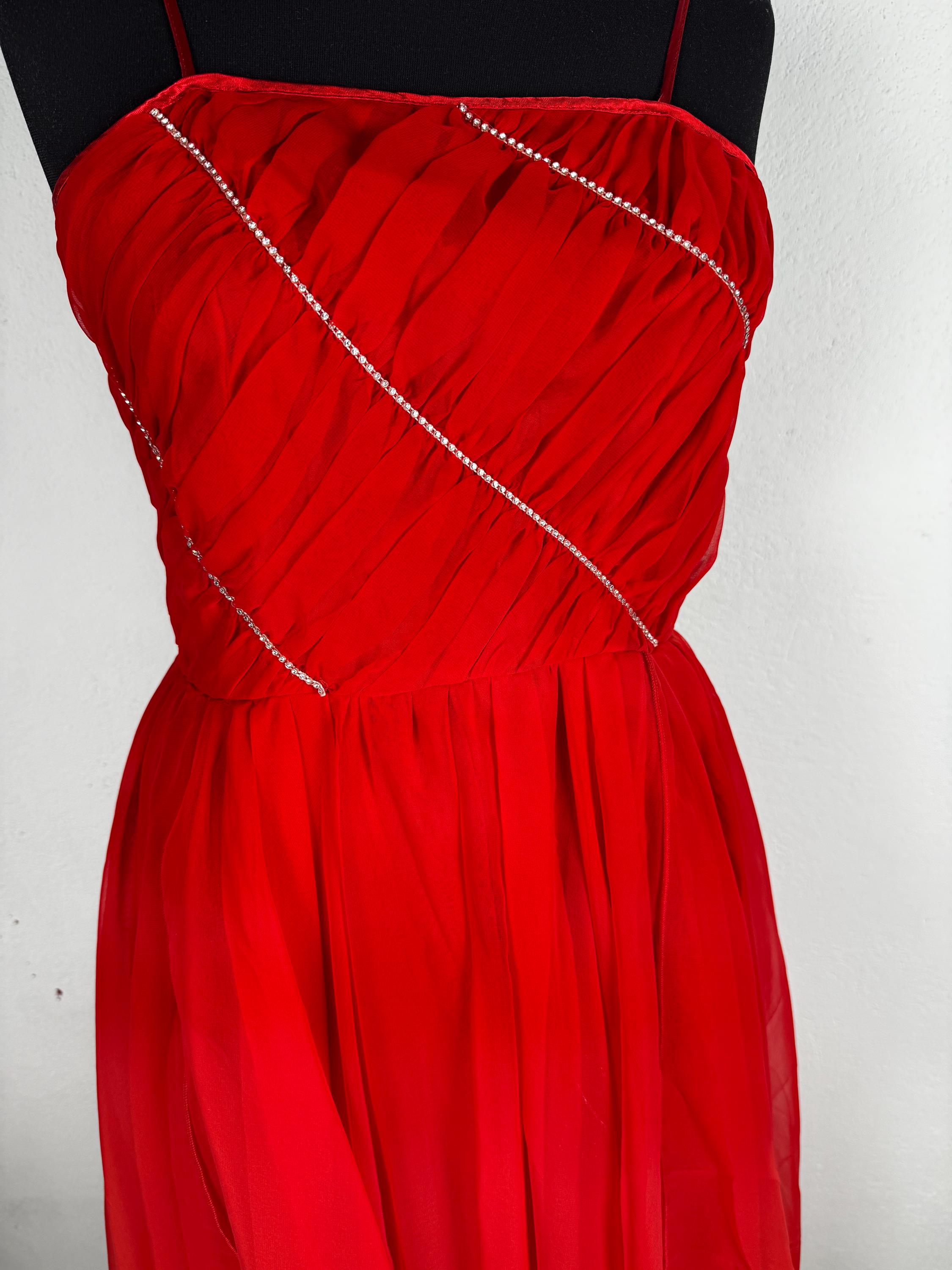 Vintage Vera Mont red dress, cockatail dress, evening gown, European fashion designer