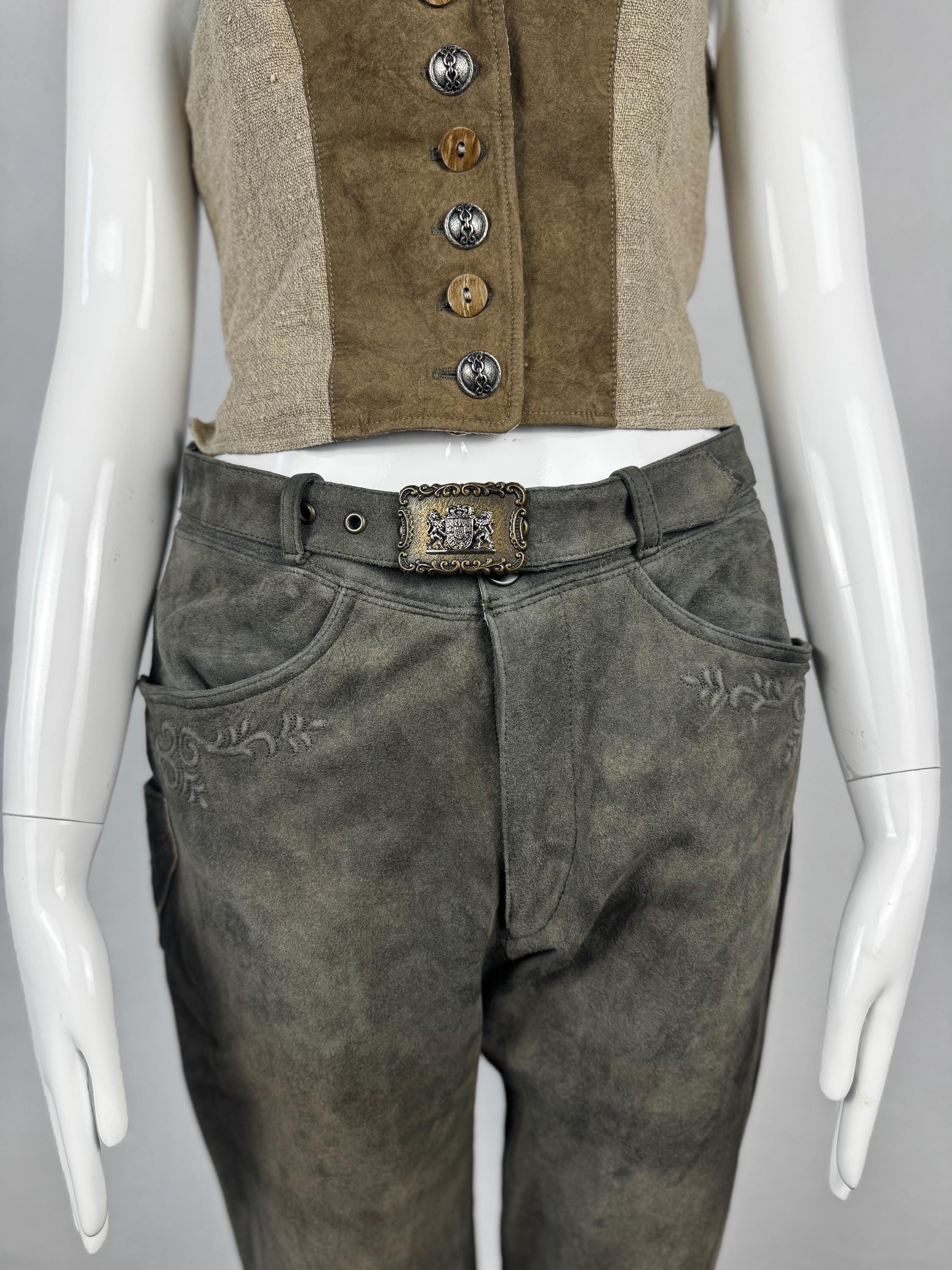 Vintage knee brown  leather pants with belt