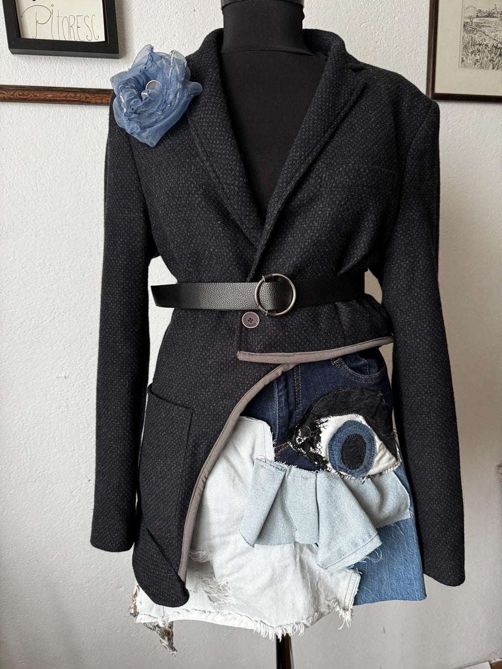 Reworked Liu jo blazer, avant garde fashion, sustainable one of a kind piece
