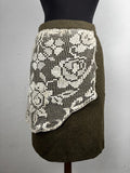 Vintage love wool skirt with traditional handmade  lace attached