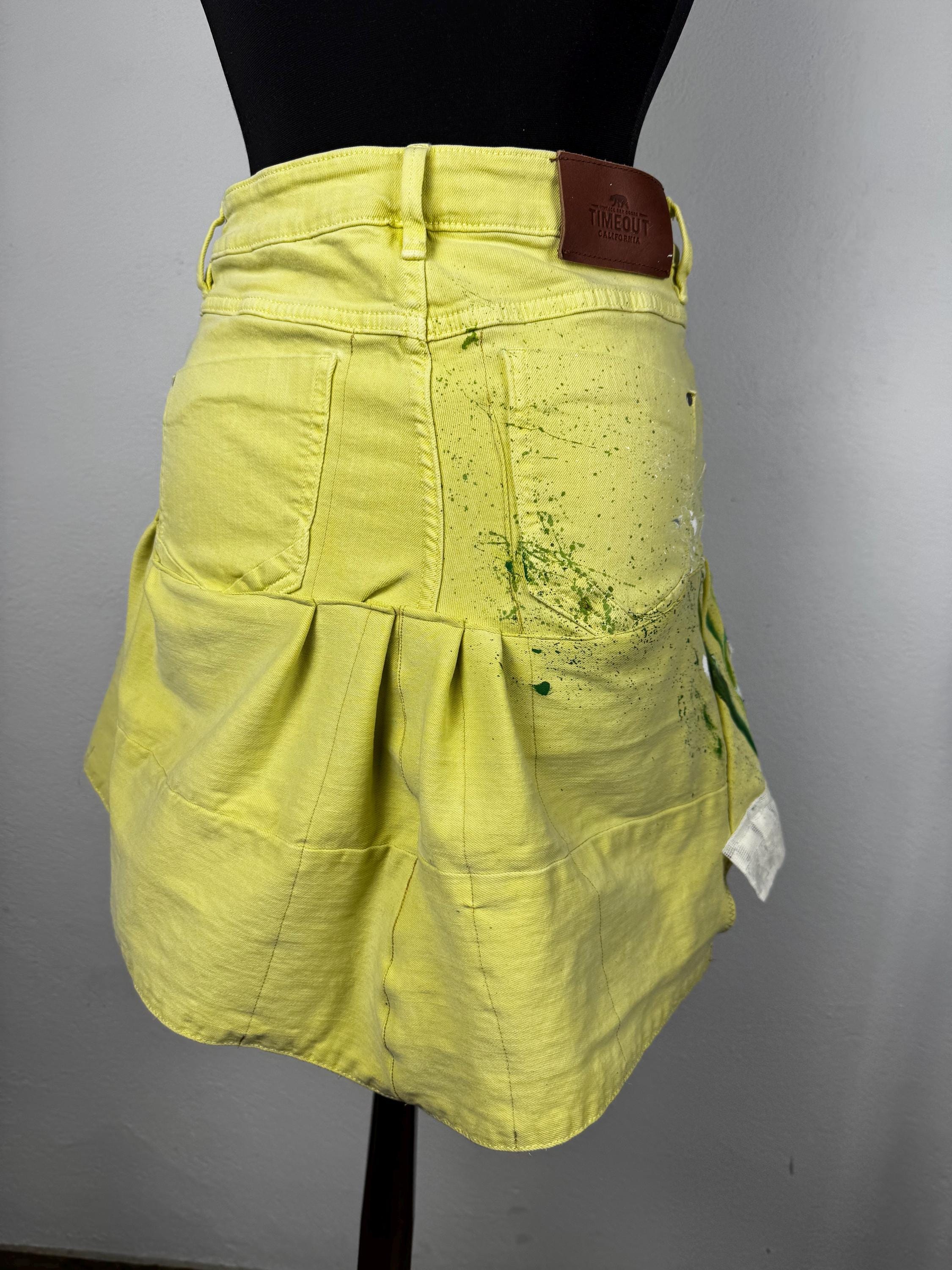 Denim yellow skirt with spring flowers