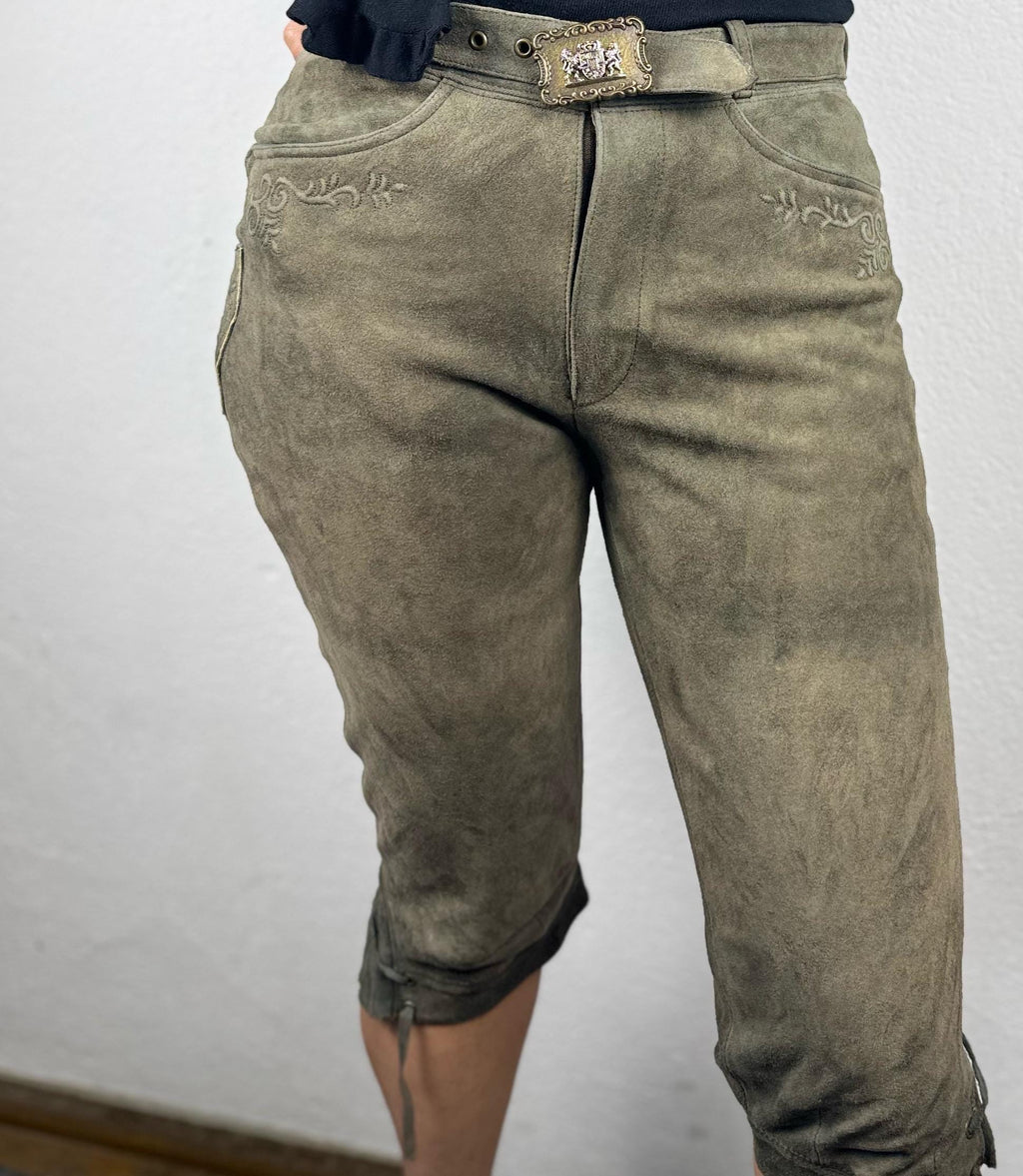 Vintage knee brown  leather pants with belt