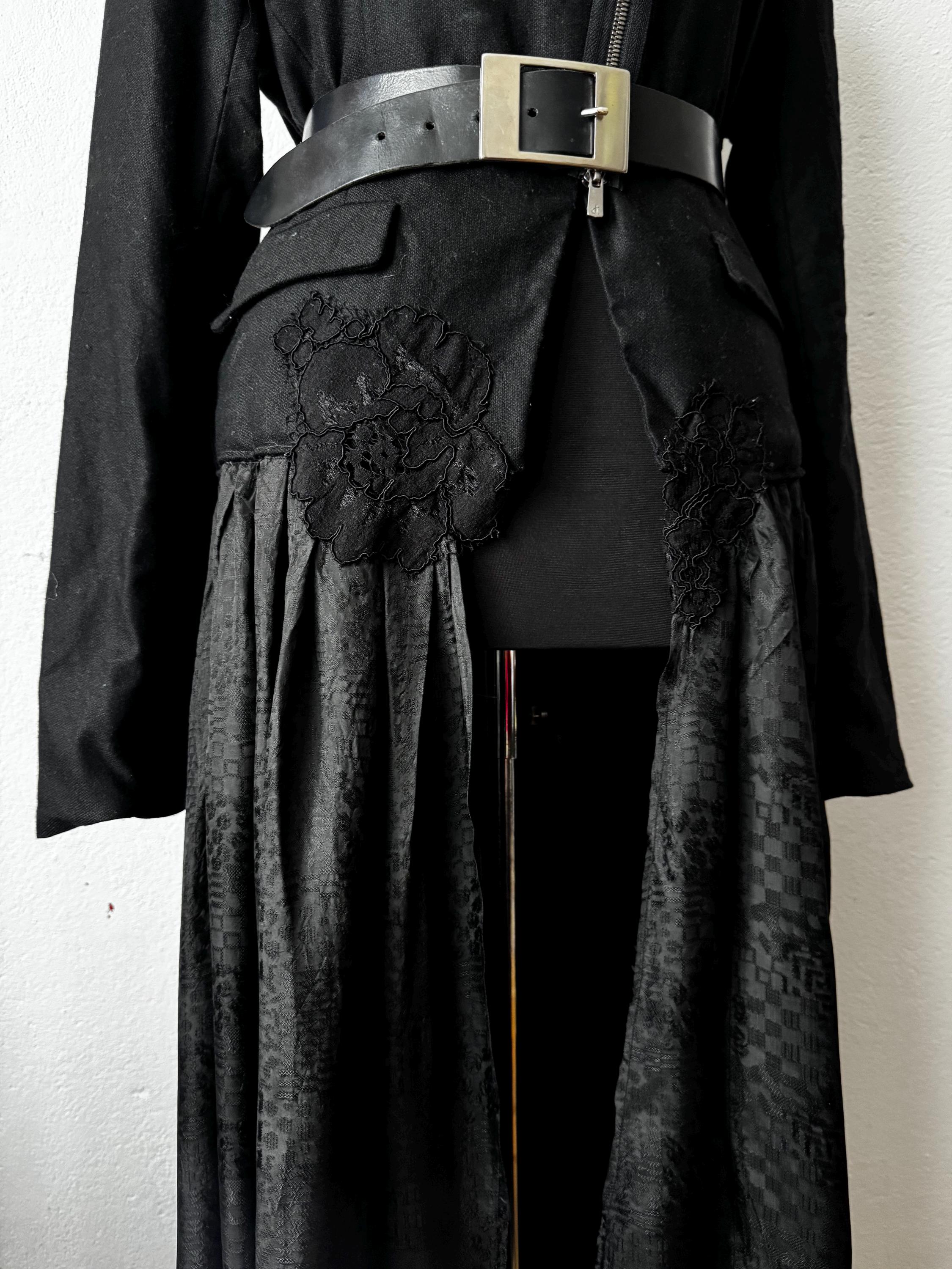Avant-Garde Upcycled Wool Trench Coat with Hand Embroidery | One-of-a-Kind Sustainable Artwear