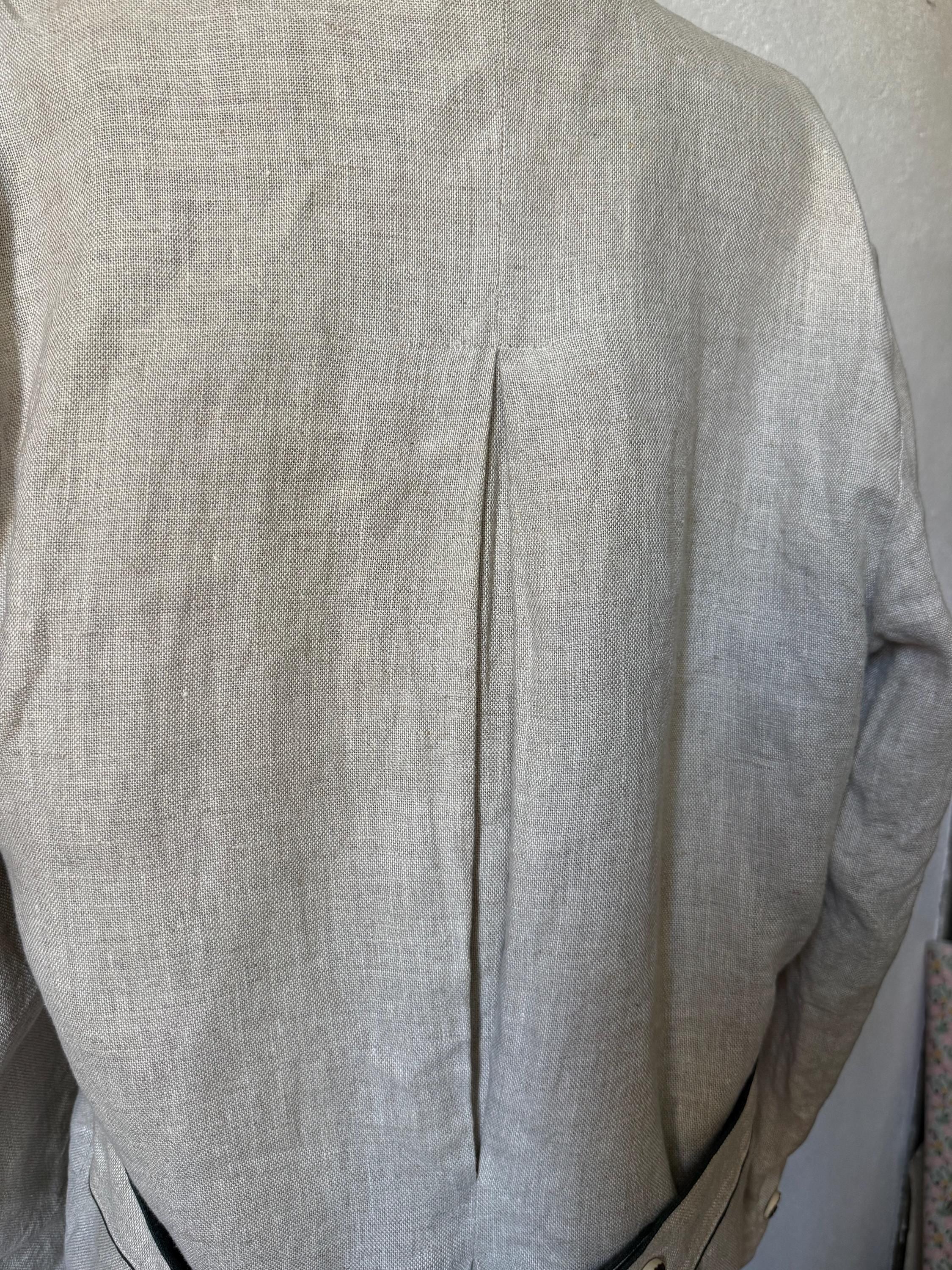 Vintage Linen Trachten Blazer Austrian Alpine Beige Jacket