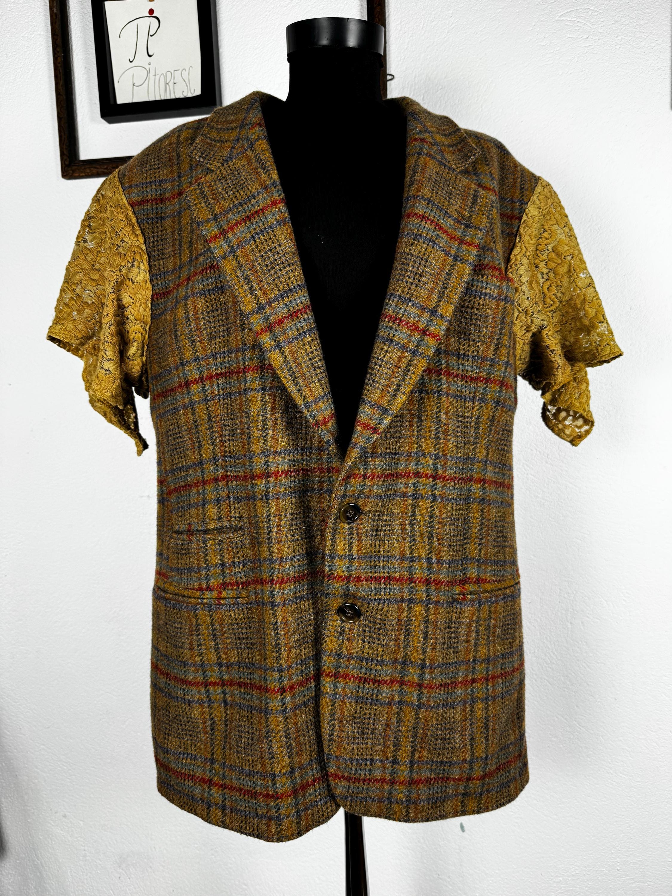 Wool vintage vest, Upcycled, one of a kind piece