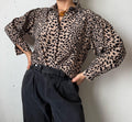 Vintage Leopard Blouse oversized S/M statement shirt
