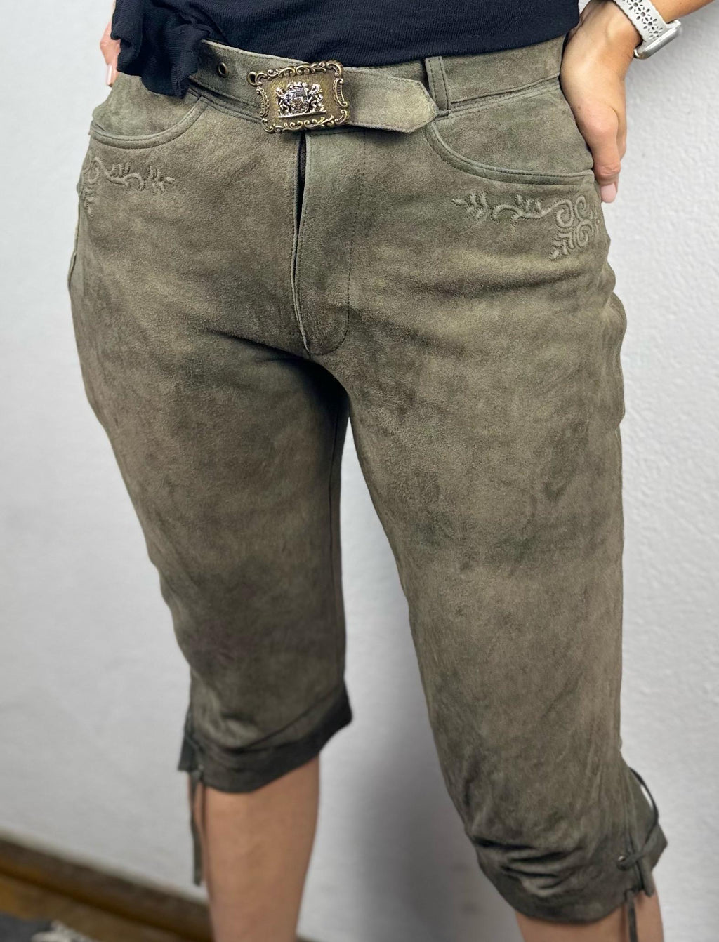 Vintage knee brown  leather pants with belt