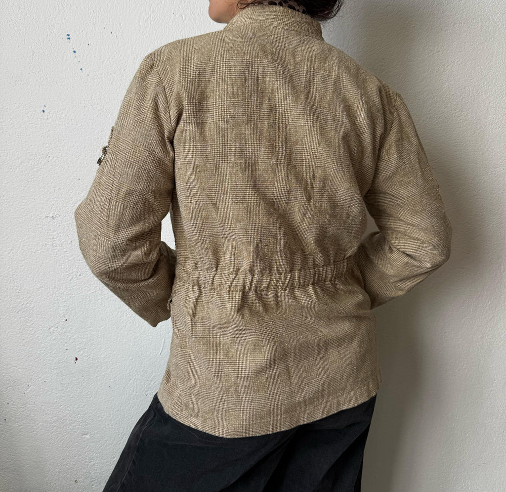 Vintage 70s/80s Safari Jacket LV Sportswear Paris Beige Linen Blend Field Coat
