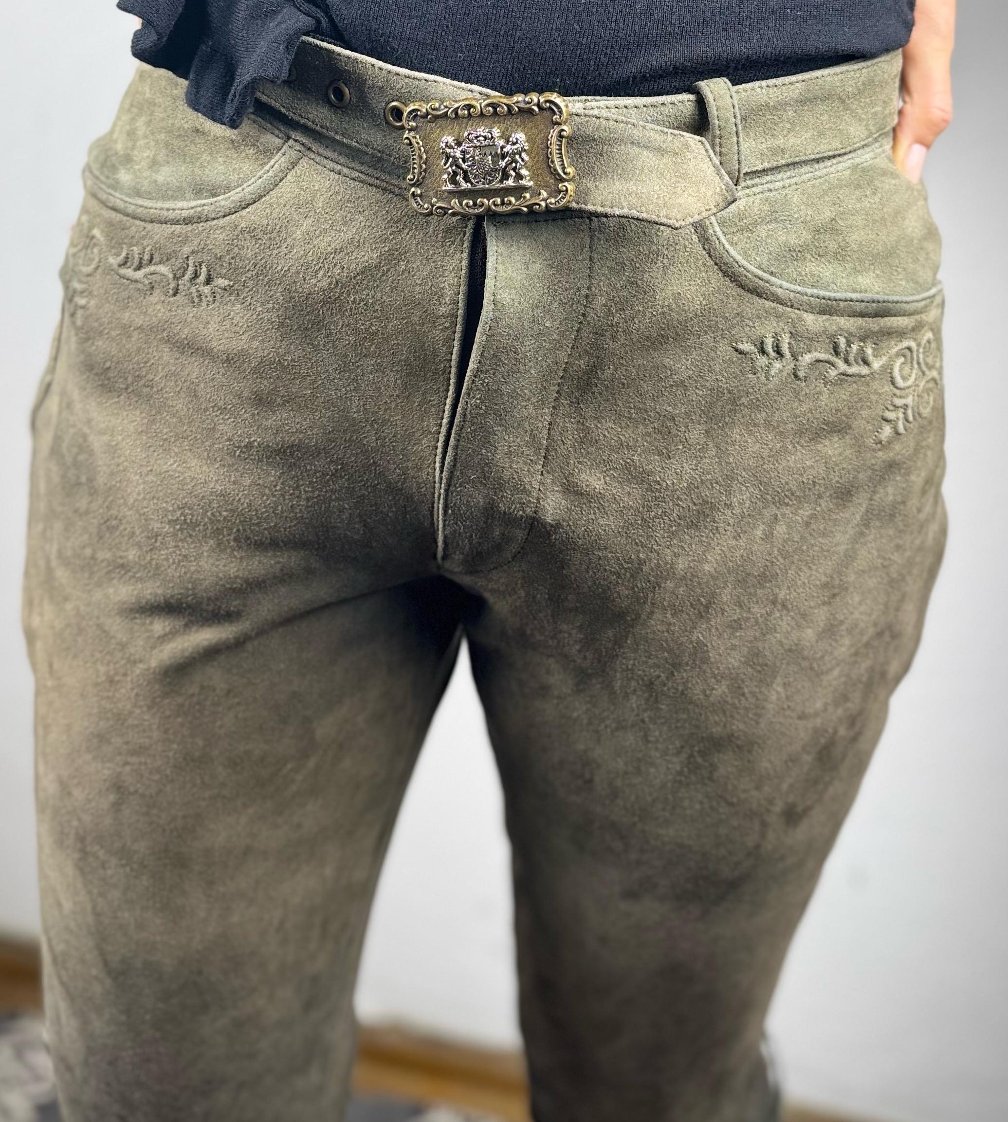 Vintage knee brown  leather pants with belt