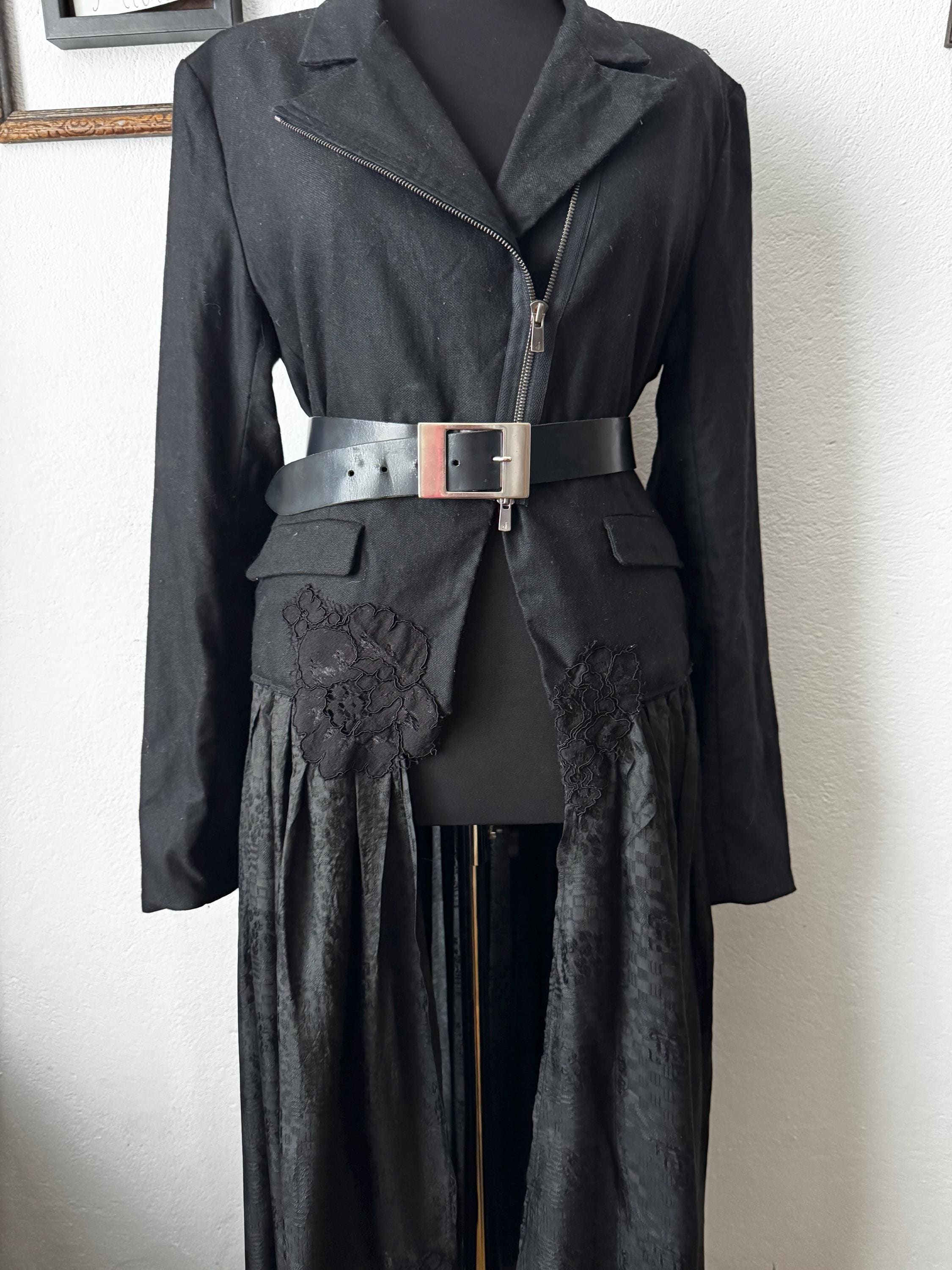 Avant-Garde Upcycled Wool Trench Coat with Hand Embroidery | One-of-a-Kind Sustainable Artwear