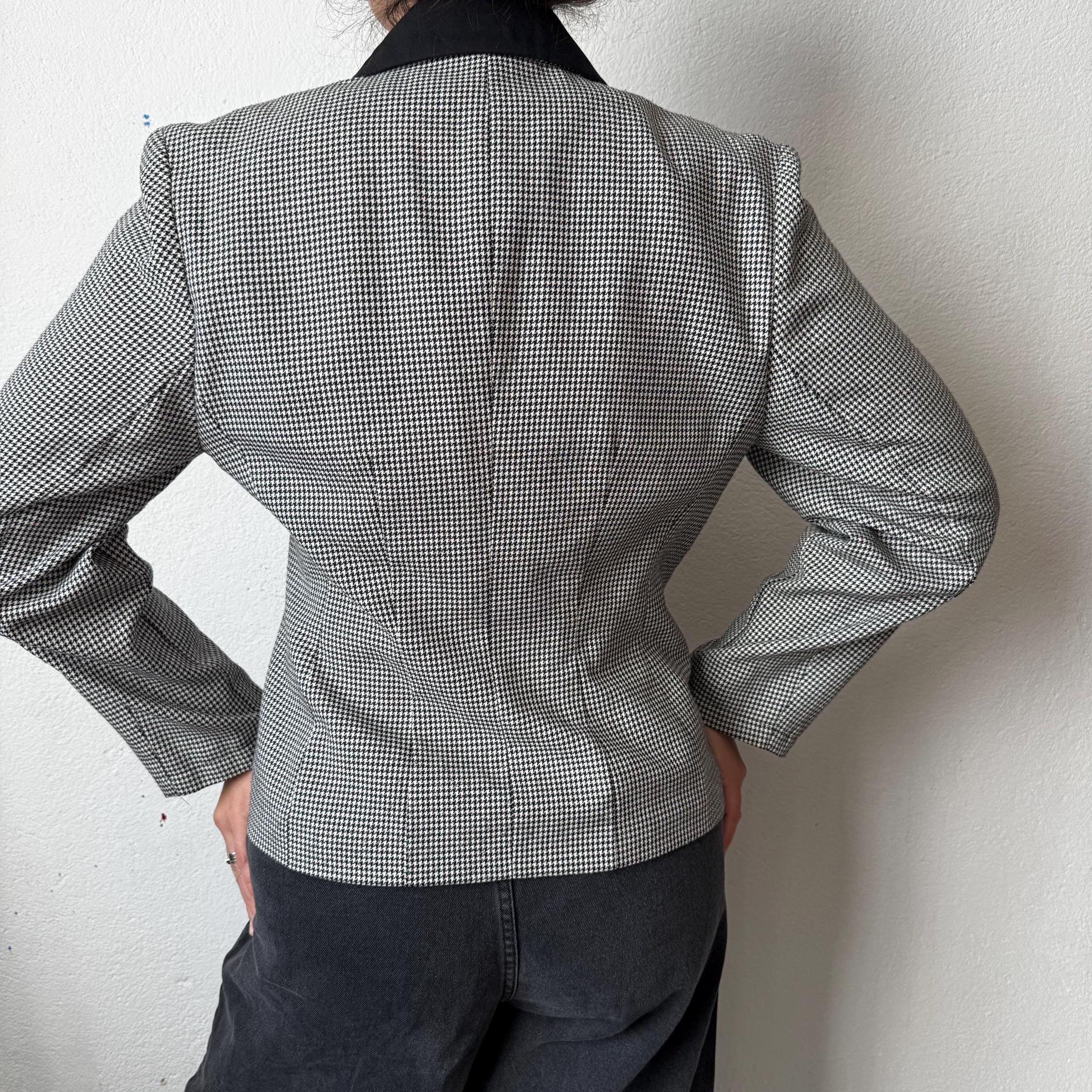 Vintage 80s/90s Houndstooth Dark Academia Blazer Jacket