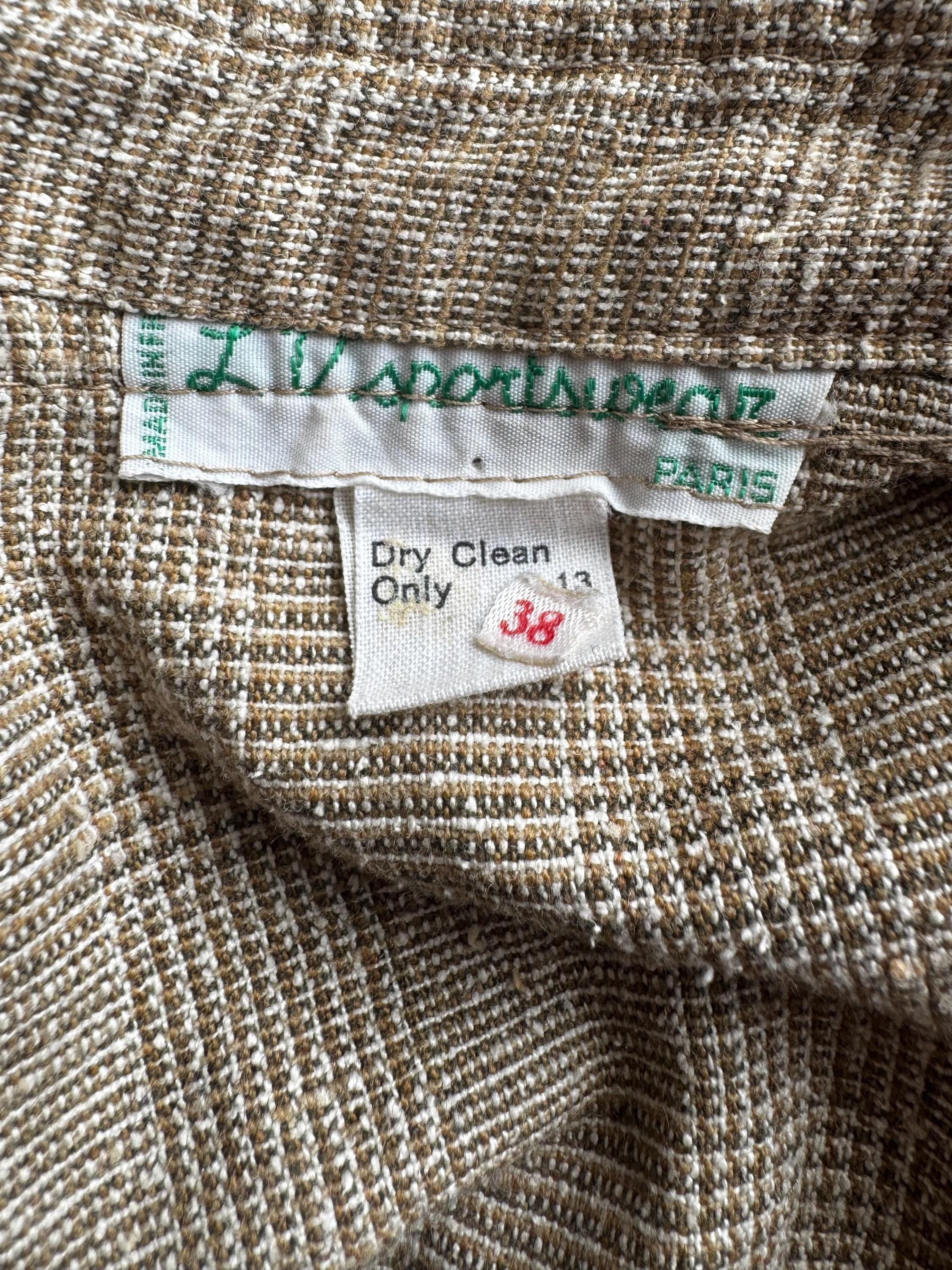 Vintage 70s/80s Safari Jacket LV Sportswear Paris Beige Linen Blend Field Coat