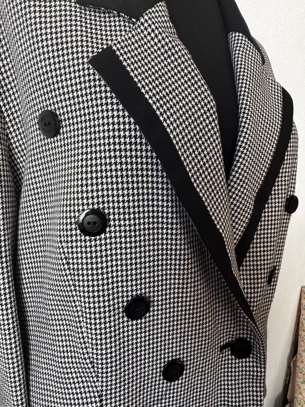 Vintage 80s/90s Houndstooth Dark Academia Blazer Jacket