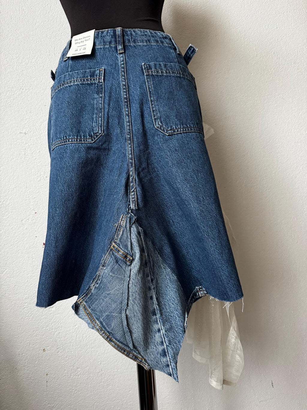 Skirt over jeans, one of a kind piece of wearable art