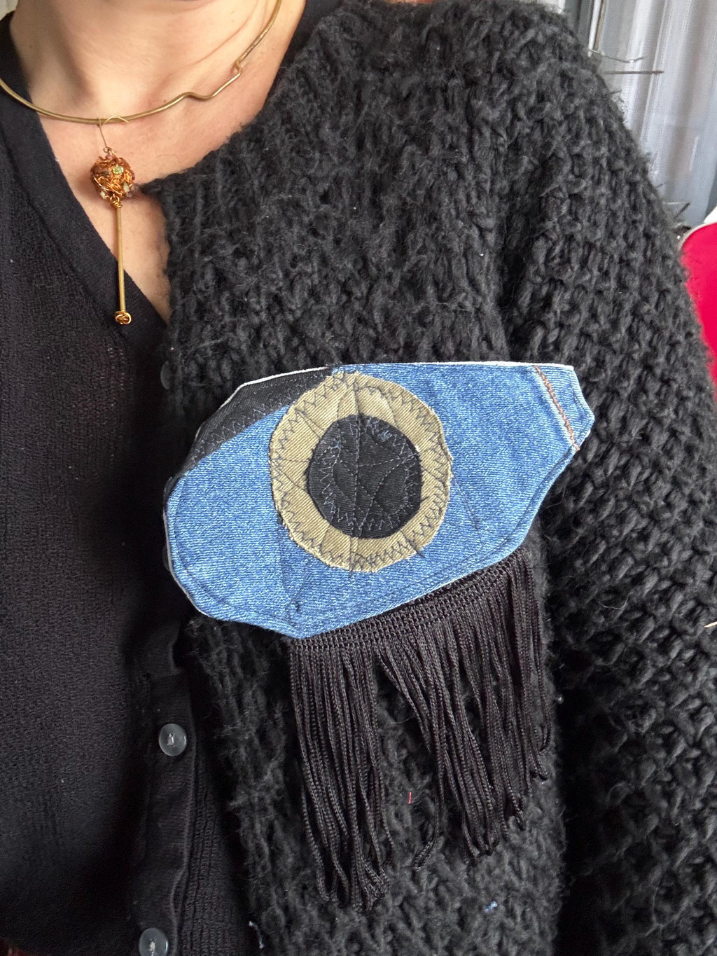 Handmade brooch, avant garde style, statement brooch made from recycled materials