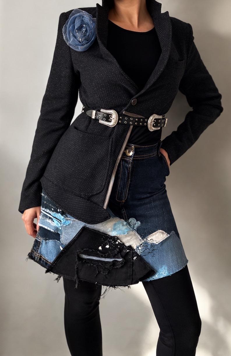 Reworked Liu jo blazer, avant garde fashion, sustainable one of a kind piece