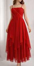 Vintage Vera Mont red dress, cockatail dress, evening gown, European fashion designer