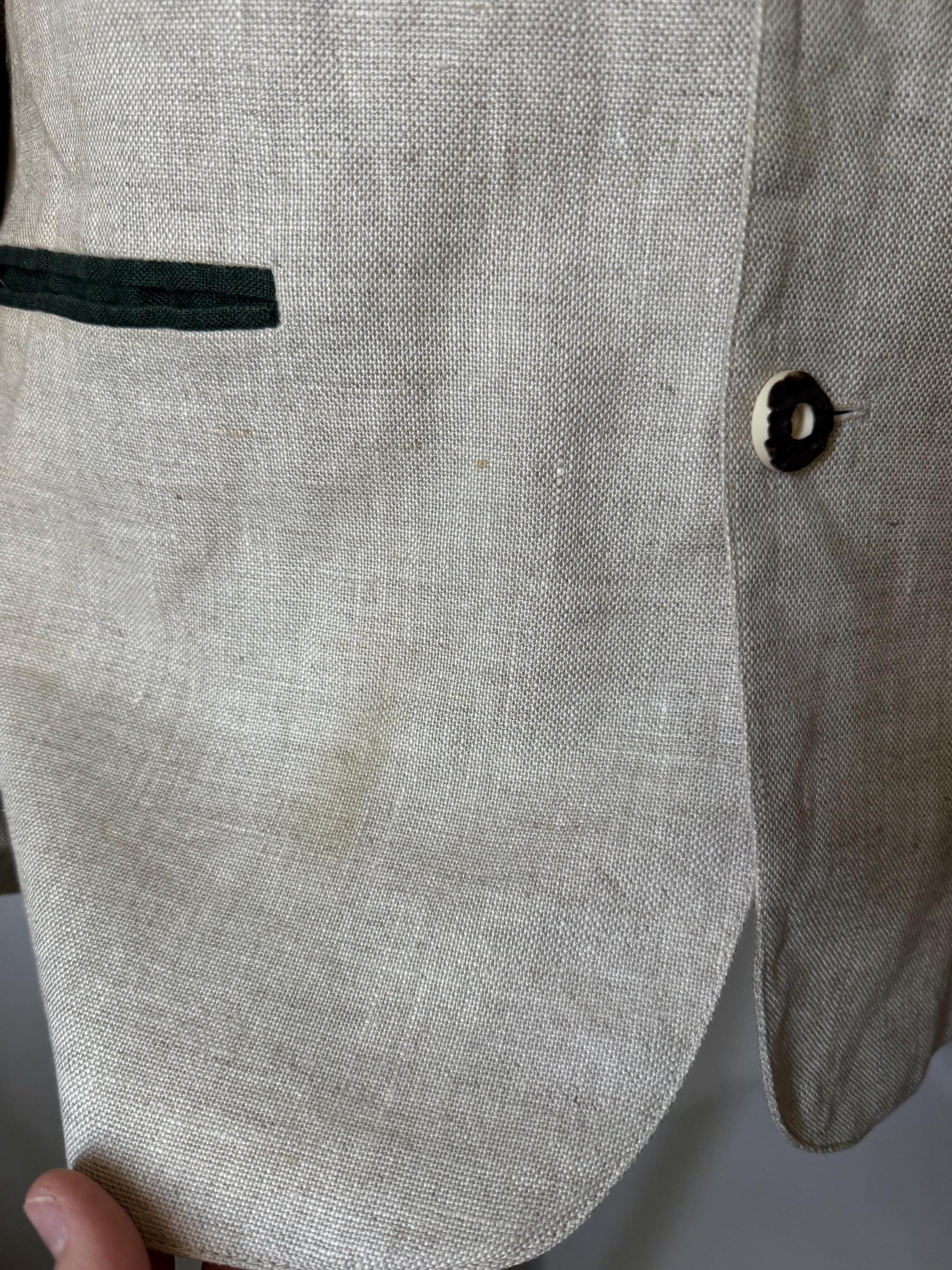 Vintage Linen Trachten Blazer Austrian Alpine Beige Jacket