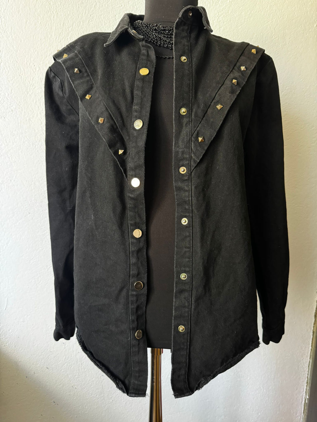 Upcycled Oversized Denim Jacket XS – Hand Painted Moon Jacket, Patchwork Moon, Embroidered “Moon Child”, Sustainable Streetwear