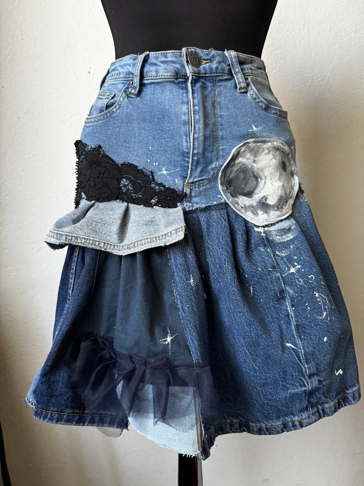 upcycledmoondskirthandpaintedmoonandstars